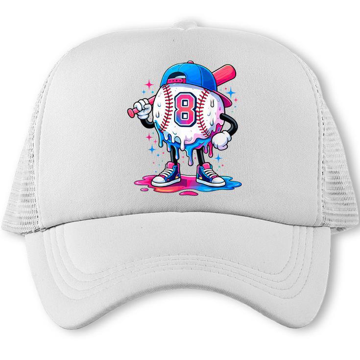 Baseball Drip 8th 8 Year Old Birthday Boys Pitcher Player Trucker Cap