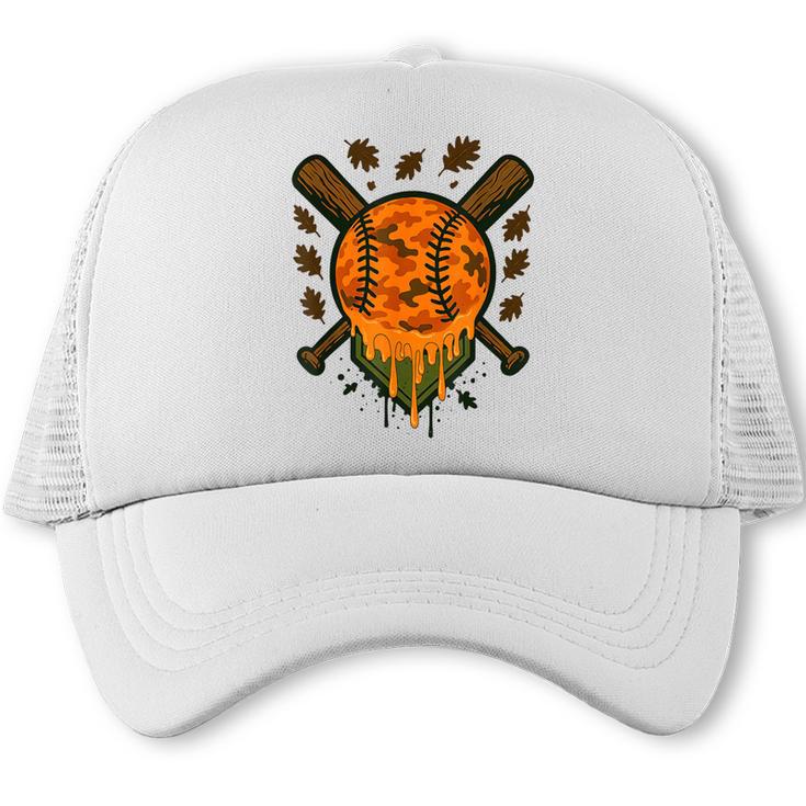 Baseball Drip Ice Cream Dripping Blaze Hunter Orange Camo Trucker Cap