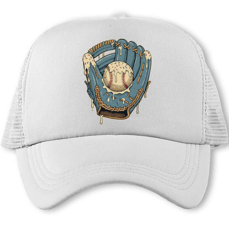 Baseball Drip Ice Cream Glove With Sprinkles And Ball Youth Premium Tri-Blend Trucker Cap
