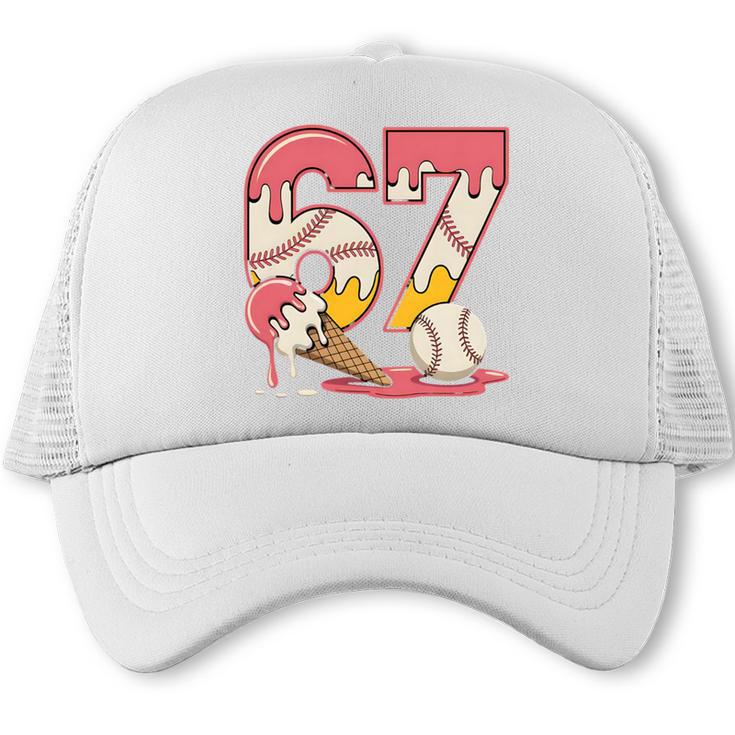 Baseball Drip Number 67 Player Ice Cream Or 67th Birthday Trucker Cap