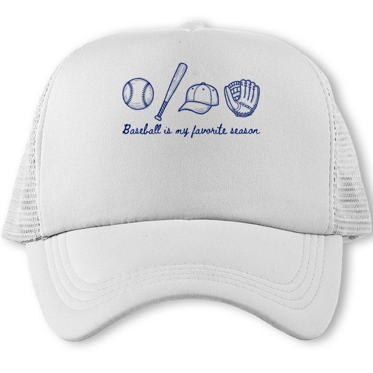 Baseball Is My Favorite Season Sports Minimalist Line Art Trucker Cap