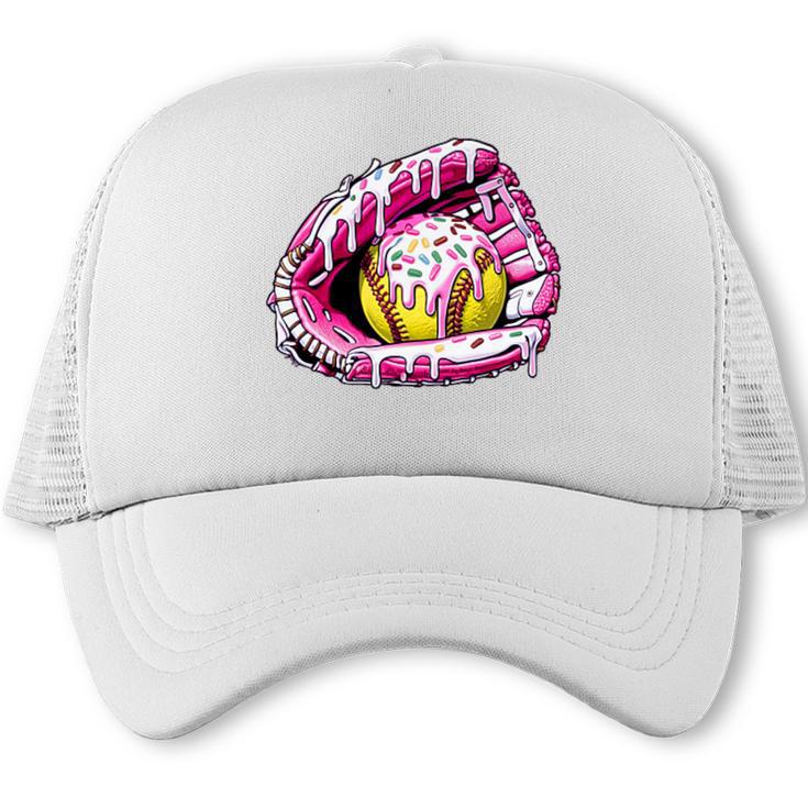 Baseball Glove Drip Shirt Ice Cream Dripping Girls Pocket Premium Trucker Cap