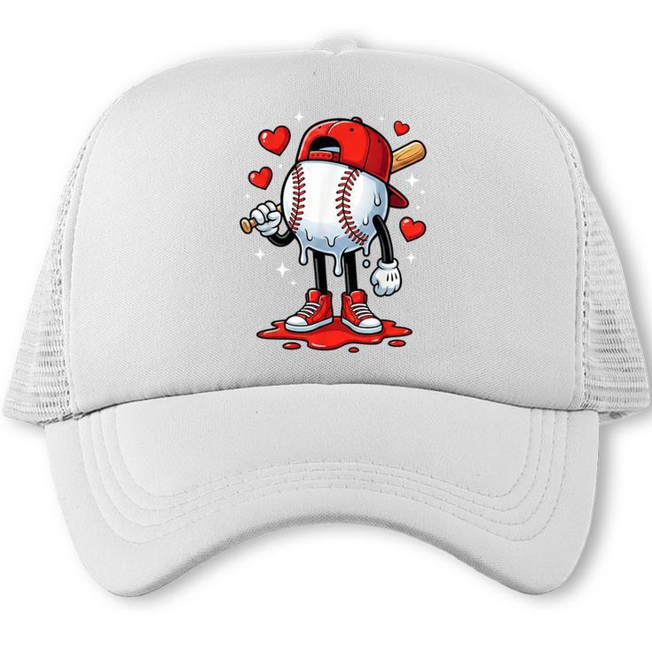 Baseball Ice Cream Drip Valentines Day Sports For Kids Boys Trucker Cap
