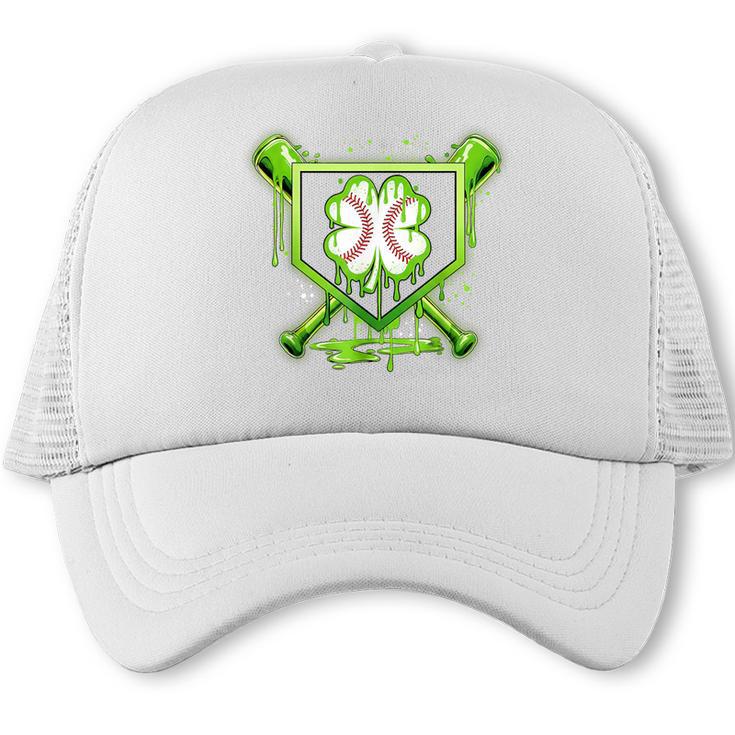 Baseball Icecream St Patrick's Day Lucky Charm Shamrock Drip Trucker Cap