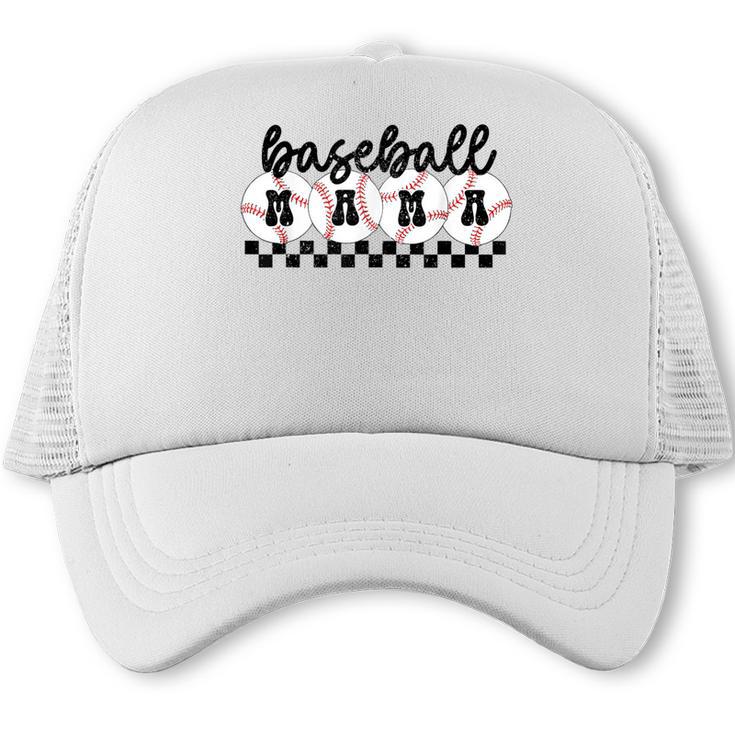Baseball Mama Retro Groovy Baseball Mom Mother Game Day Trucker Cap