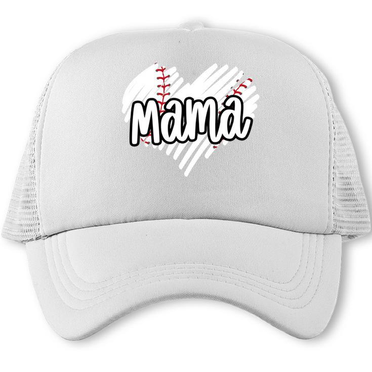 Baseball Mama Scribble Heart Baseball Mom Sports Team Tball Trucker Cap