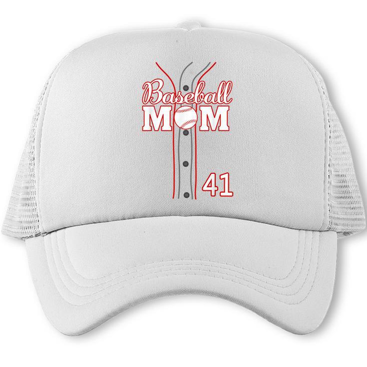 Baseball Mom 41 Number 41 Jersey Team Numbered Jersey Trucker Cap
