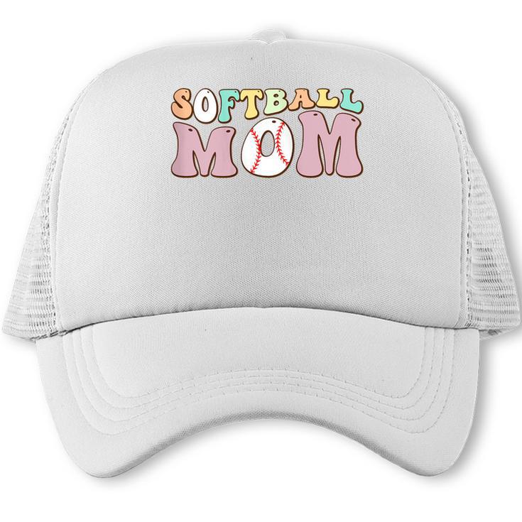 Baseball Mom Bleached Messy Bun Game Day Trucker Cap