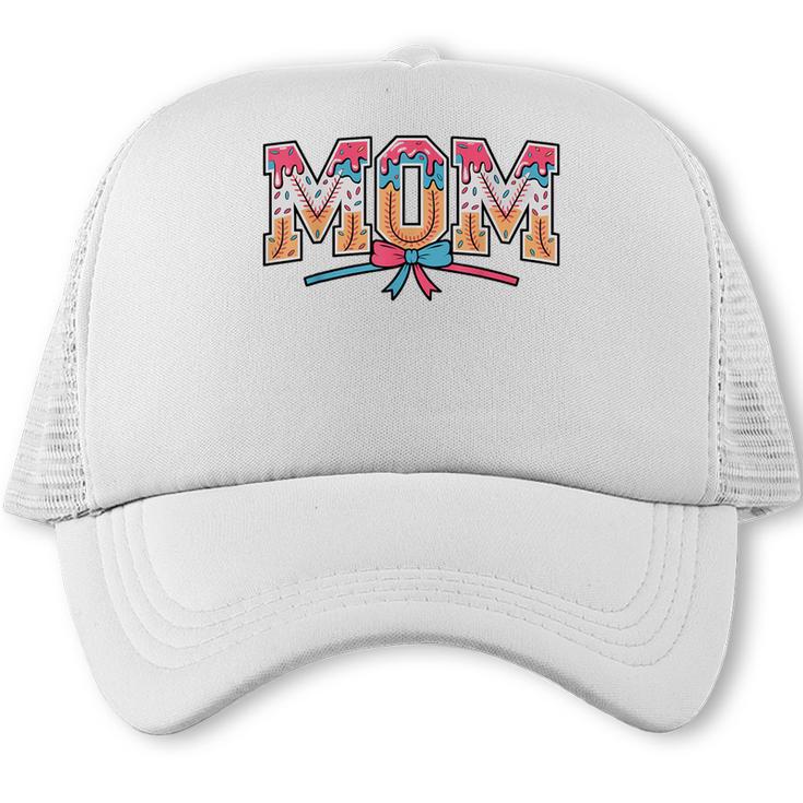 Baseball Mom Coquette Bow Mommy Ice Cream Mother's Day Mom Trucker Cap