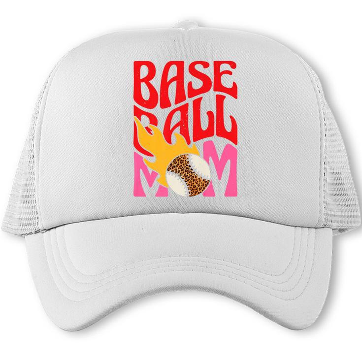 Baseball Mom Game Day Trendy Pink Leopard Mama Premium Trucker Cap