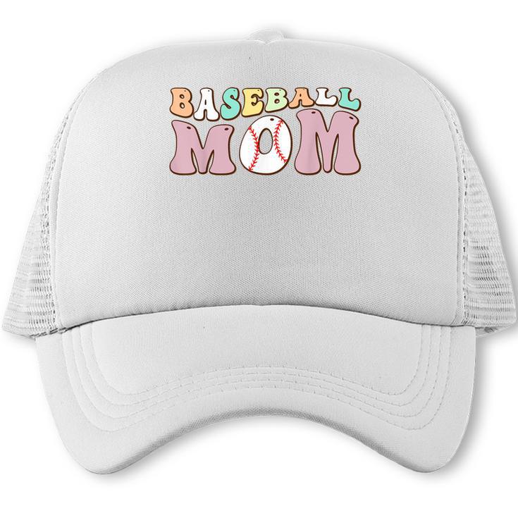 Baseball Mom Groovy Game Day Trucker Cap