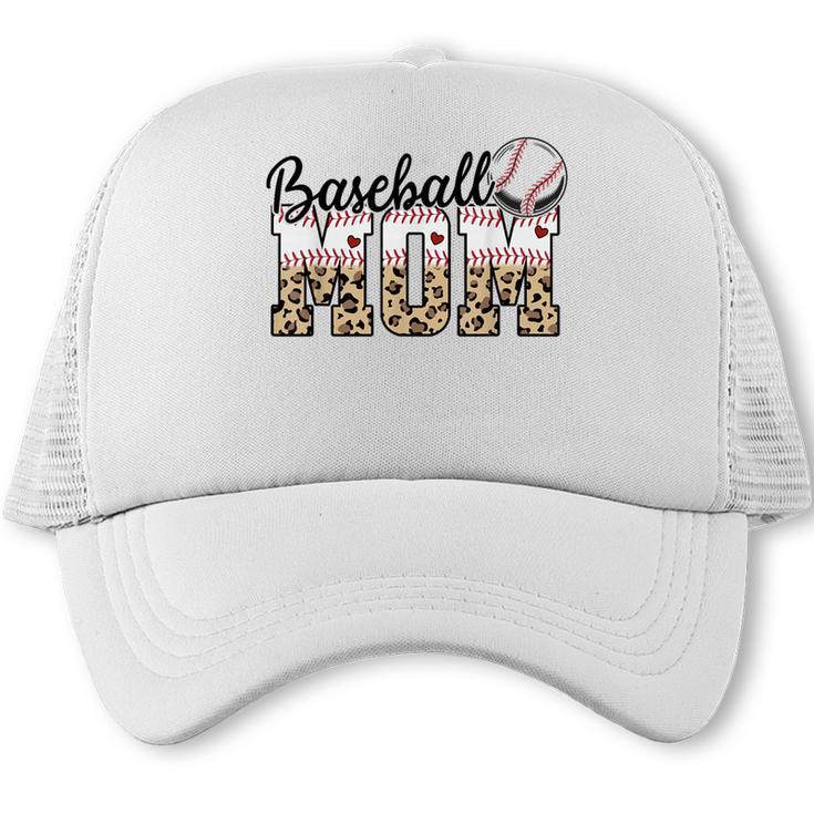 Baseball Mom Leopard Game Day Vibes Baseball Mama Trucker Cap