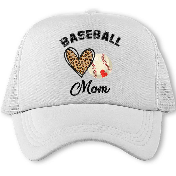 Baseball Mom Leopard Heart Baseball Player Kids Trucker Cap