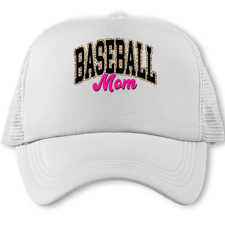 Baseball Mom Leopard Baseball Mama Life Girls Women Baller Premium Trucker Cap