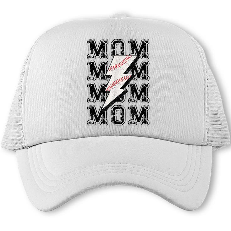 Baseball MOM Lightning Bolt Tshirt Retro Trucker Cap