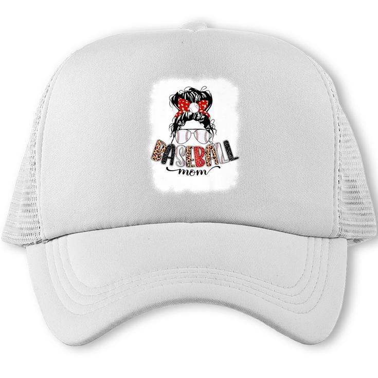 Baseball Mom Messy Bun Mommy Baseball Player Premium Trucker Cap