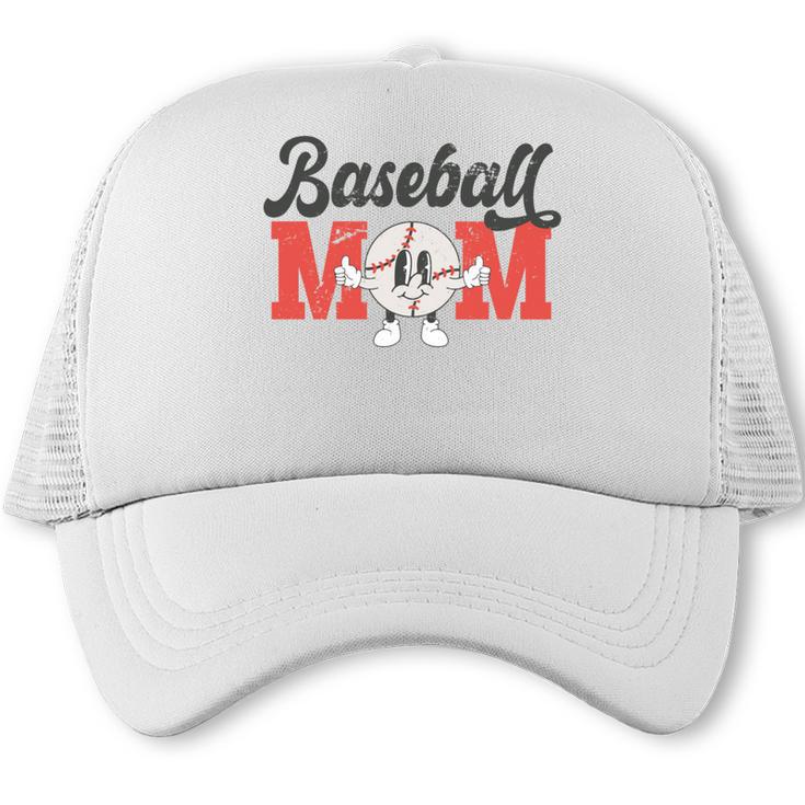 Baseball Mom Retro Distressed Baseball Family Matching Trucker Cap