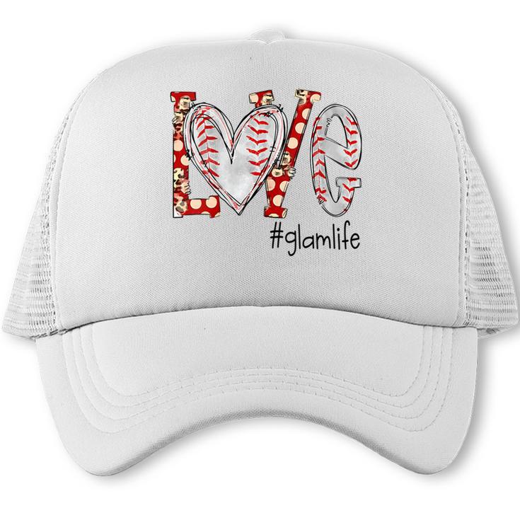 Baseball Mom Shirt Heart Love Baseball Glamlife Trucker Cap
