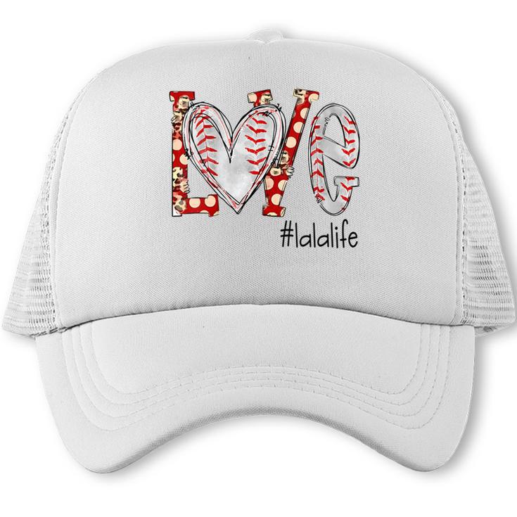 Baseball Mom Shirt Heart Love Baseball Lalalife Trucker Cap