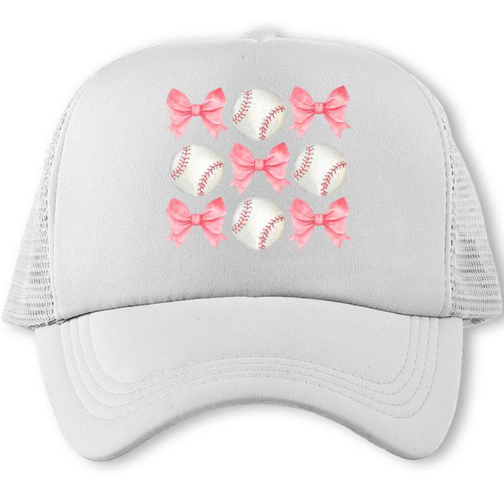 Baseball Mom Sister Tween Teen Girl Girly Pink Bow Preppy Premium Trucker Cap