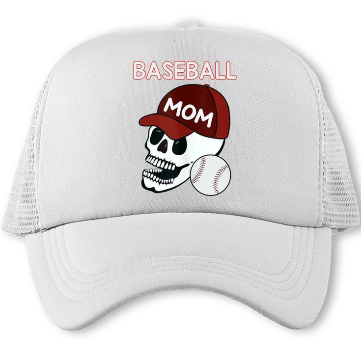 Baseball Mom Skull Sports Skeleton Trucker Cap