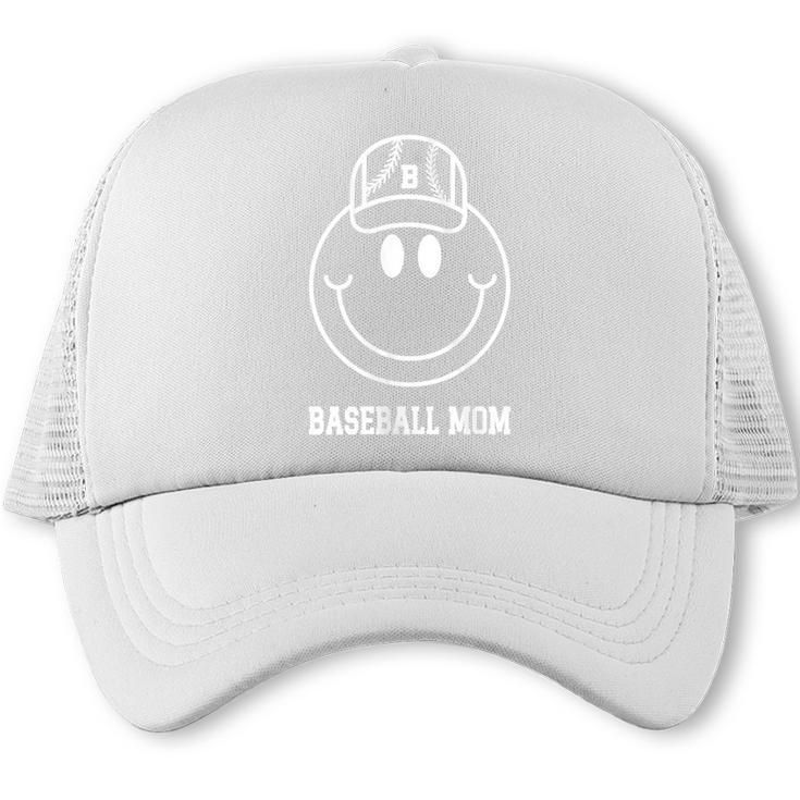 Baseball Mom Smile Face Shirt Varsity Cute Happy Face Women Trucker Cap