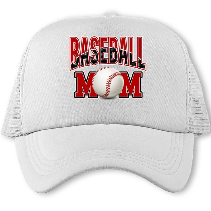 Baseball Mom Sports Red Trucker Cap