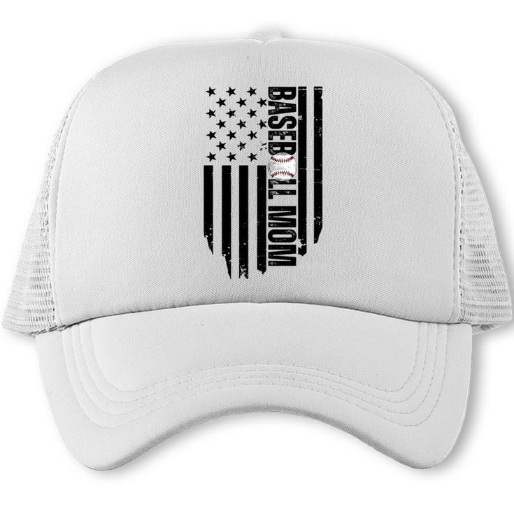 Baseball Mom USA Flag Baseball Mama Day Vibes Mama Trucker Cap