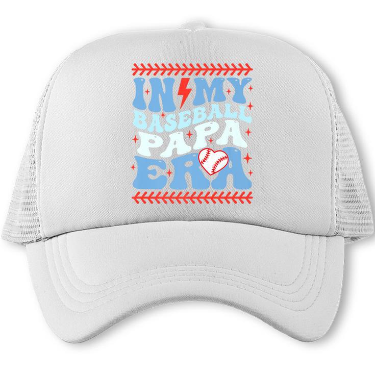 In My Baseball Papa Era Groovy Baseball Dad Family Matching Premium Trucker Cap