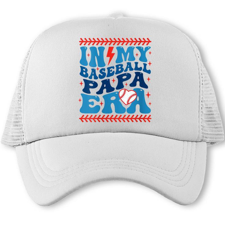 In My Baseball Papa Era Groovy Baseball Dad Family Matching Trucker Cap