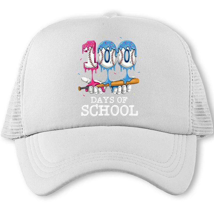 Baseball Player 100 Days Of School Sports Ice Cream Drip Premium Tri-Blend Trucker Cap