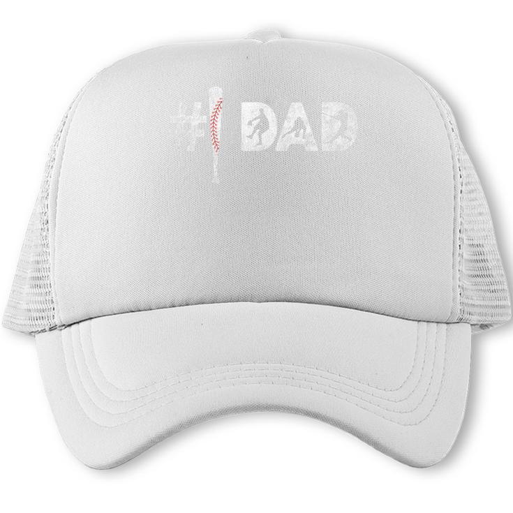Baseball Player Number One Baseball Dad Father's Day Premium Trucker Cap