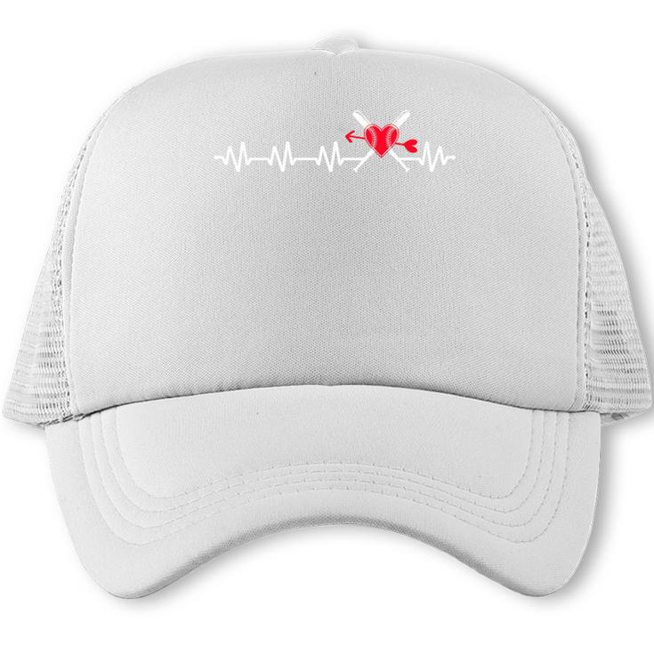 Baseball Softball Baseball Mom Heartbeat Baseball Premium Tri-Blend Trucker Cap