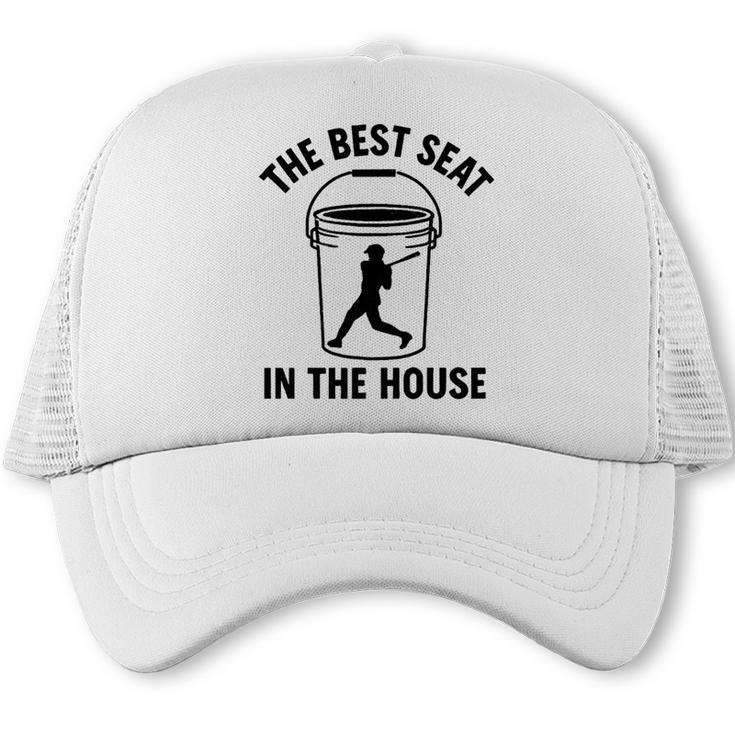 The Best Seat In The House Bucket Dad Baseball Dad Premium Trucker Cap