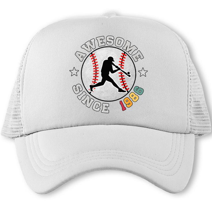 Birthday Baseball Lover 40 Years Old Awesome Since 1986 Premium Tri-Blend Trucker Cap