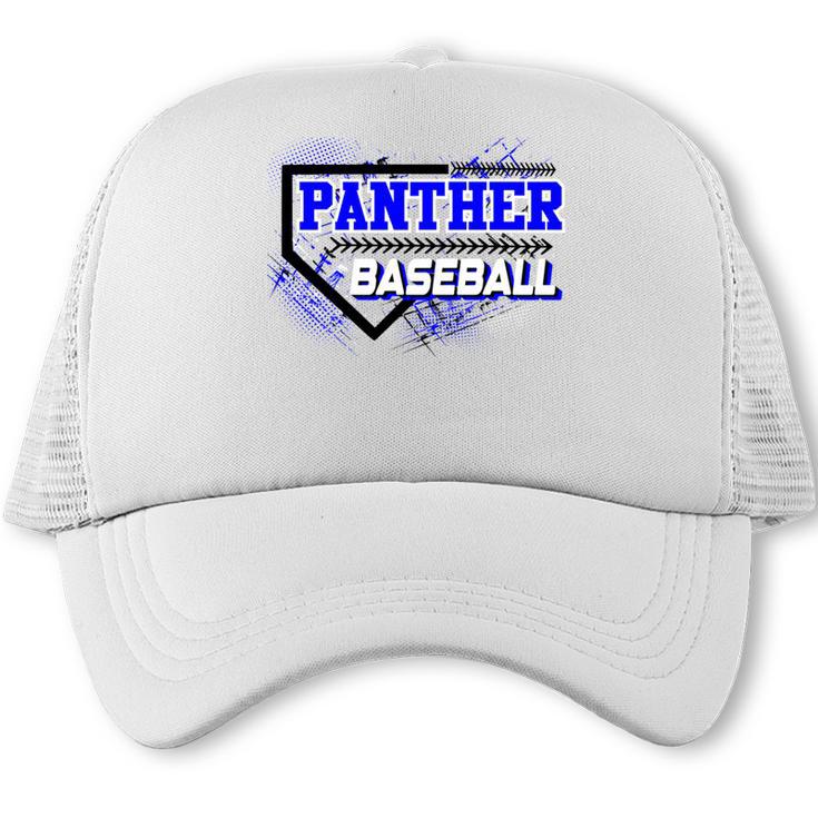 Blue Panther Baseball Home Plate Game Day Mascot Panther Trucker Cap