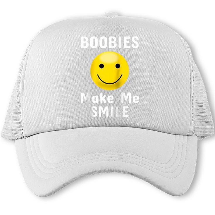 Boobies Make Me Smile Mardi Gras Raglan Baseball Tee Trucker Cap