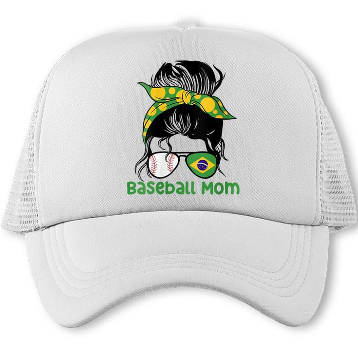 Brazil Baseball Mom Messy Bun Trucker Cap