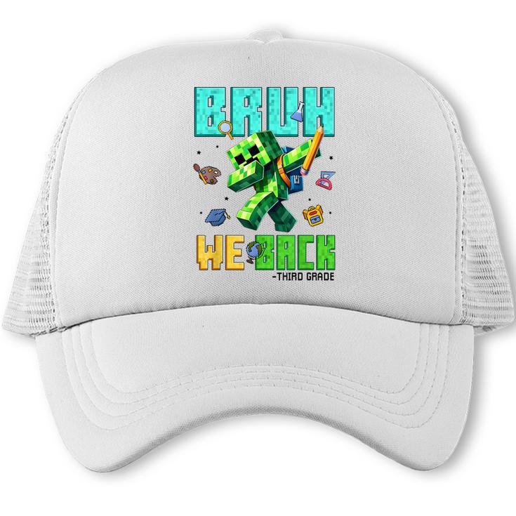 Bruh We Back 3rd Grade Back To School Gamer Dabbing Boy Kids Trucker Cap