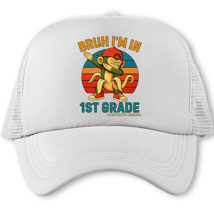 Bruh I’m In 1st Grade Italian Brainrot Meme Back To School Premium Tri-Blend Trucker Cap