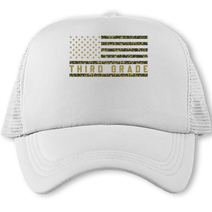 Camo American Flag Third Grade Back To School 3rd Grade Premium Tri-Blend Trucker Cap