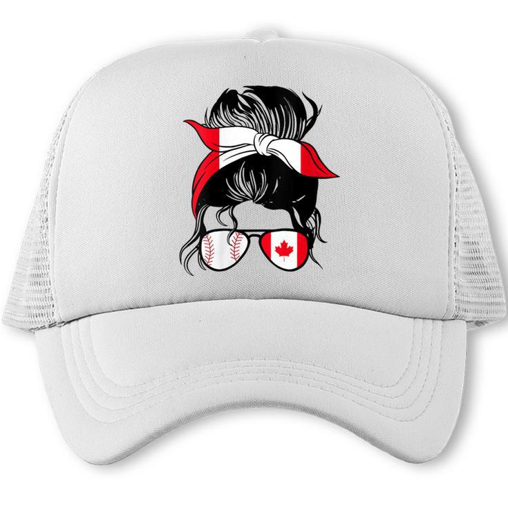 Canadian Baseball Mom Canada Flag Baseball Girl Trucker Cap