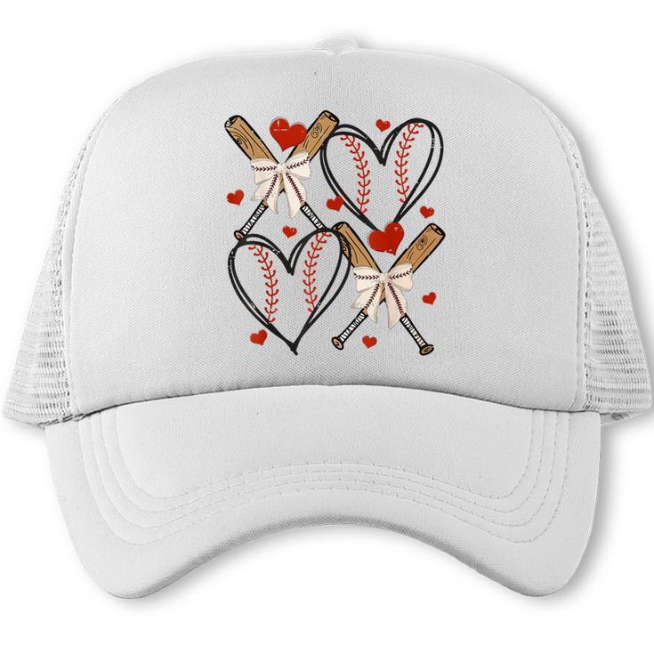 Coquette Bow XOXO Baseball Lover Heart Valentine Game Day Trucker Cap