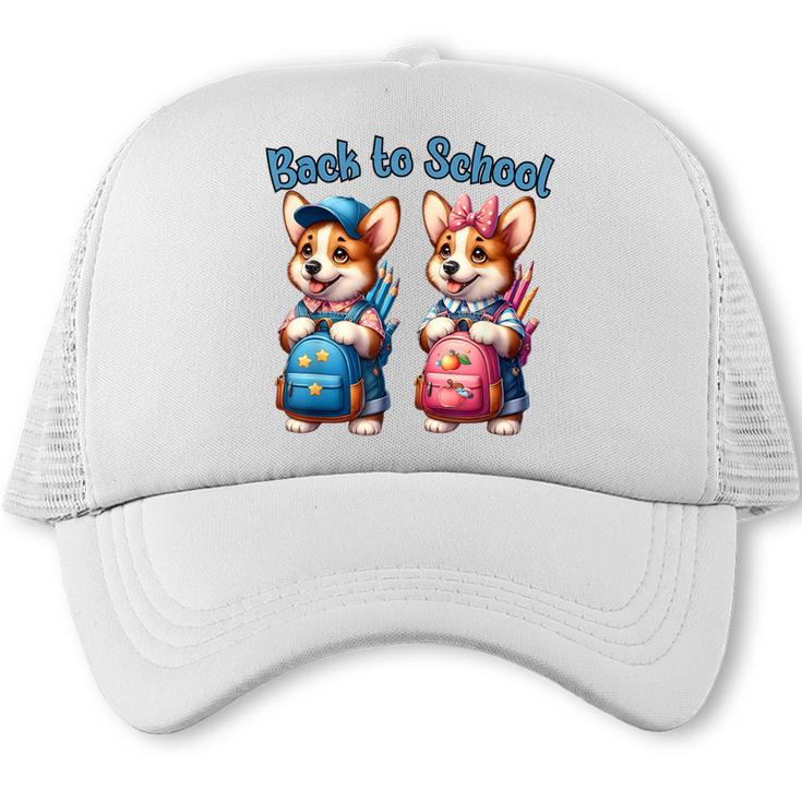 Corgi Dog Student To School Happy Back To School Trucker Cap