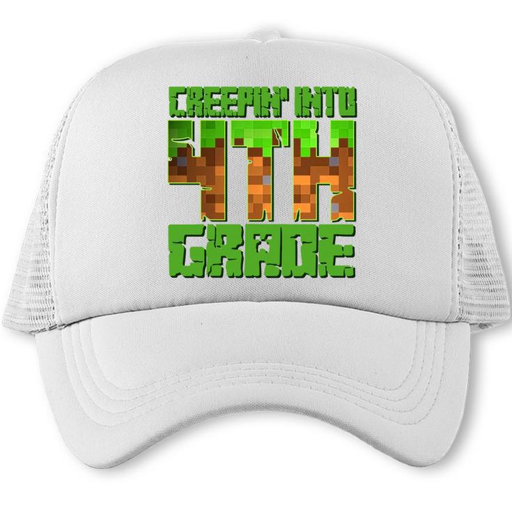 Creepin’ Into 4th Grade Kids Boy Gamer Pixel Back To School Performance Trucker Cap