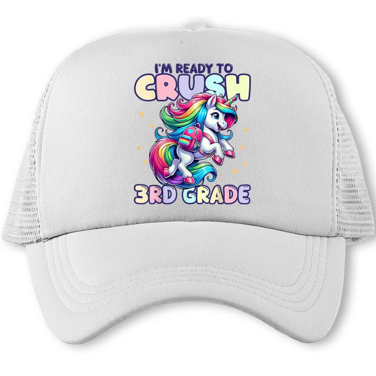 Crush 3rd Grade Girls Back To School Unicorn First Day Cute Trucker Cap