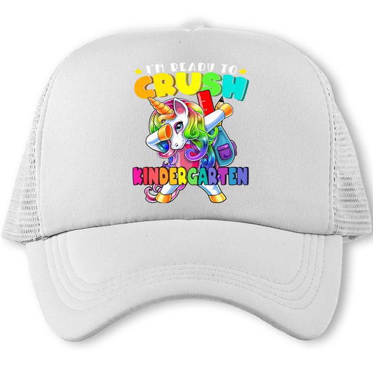 Crush Kindergarten Dabbing Unicorn Back To School Girls Performance Trucker Cap
