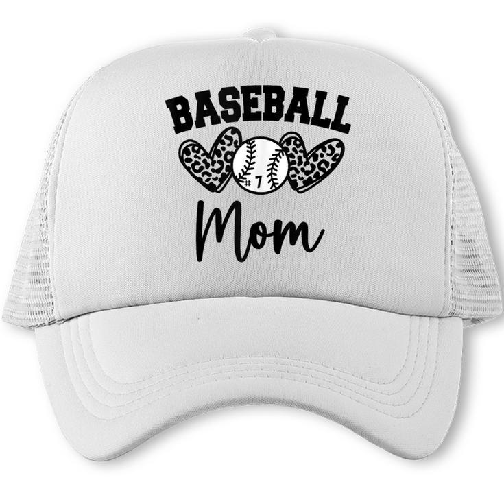 Custom Baseball Mom Number 7 Heart For Mom Trucker Cap