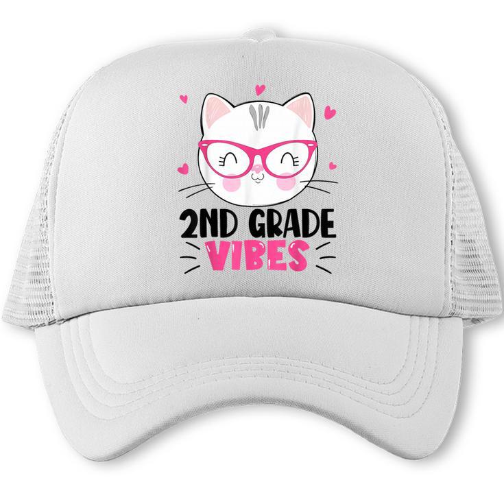Cute 2nd Grade Vibes Cat Kitten Lover Back To School Girls Trucker Cap
