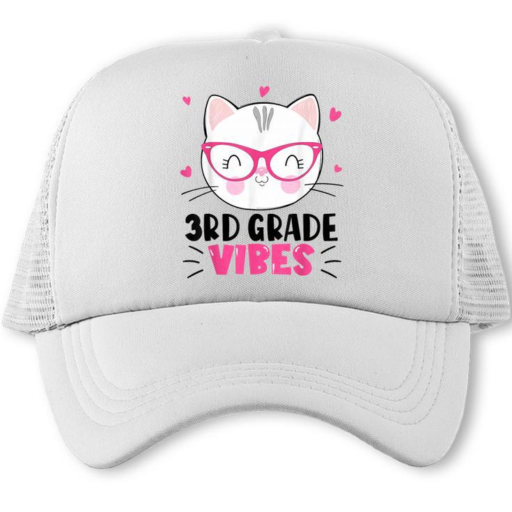 Cute 3rd Grade Vibes Cat Kitten Lover Back To School Girls Trucker Cap
